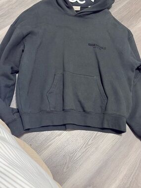 ESSENTIALS Men’s Black Crewneck Hoodie Sweatshirt